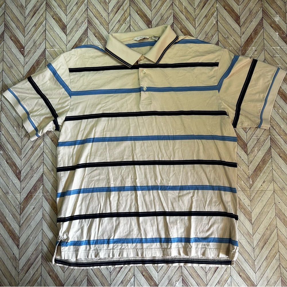 Turnbury Men’s Striped Short Sleeve Polo Size Large. 100% Cotton